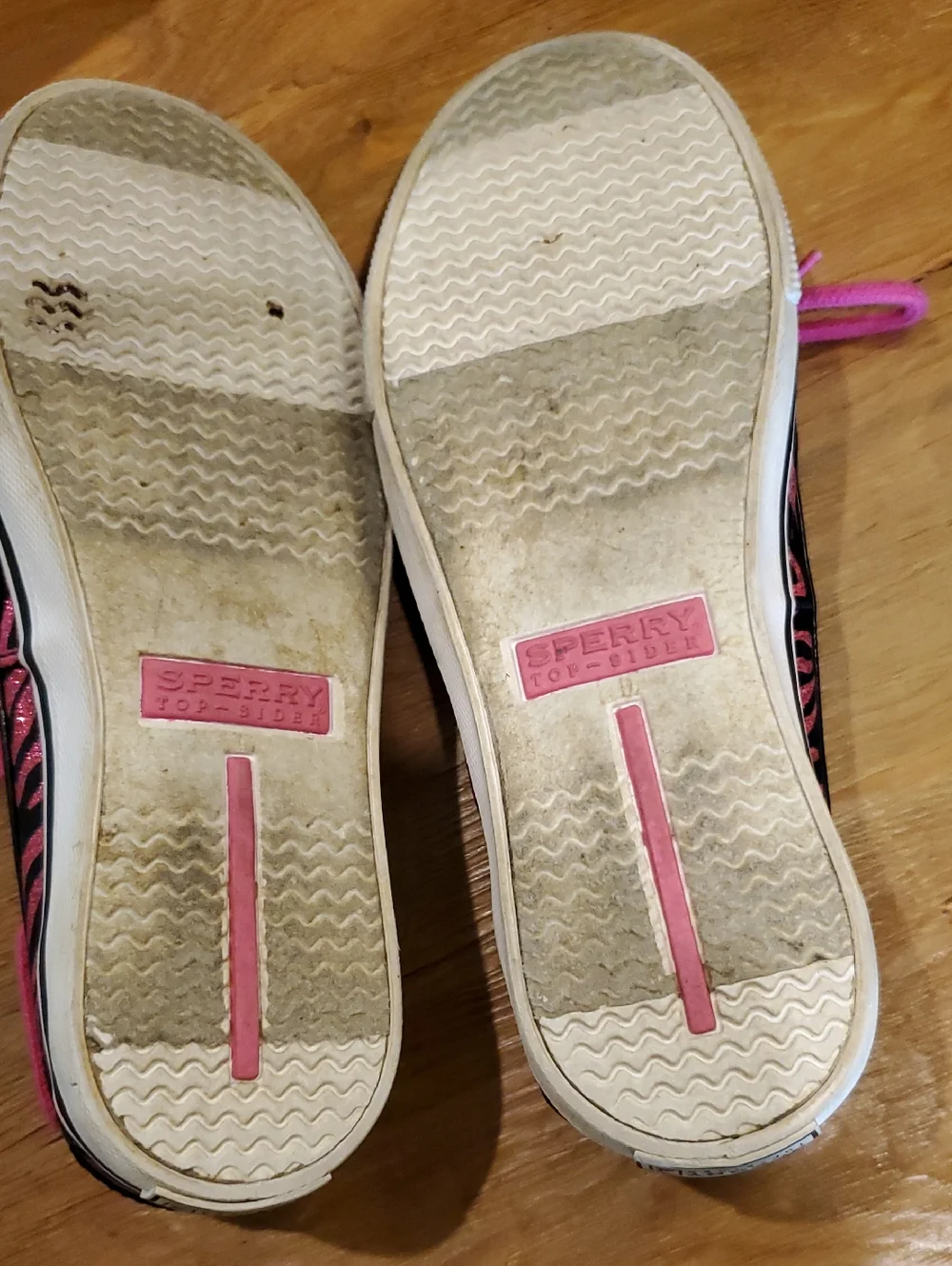 Girl's Size 3 Sperry Sparkly Black and Hot Pink Zebra Boat Shoes